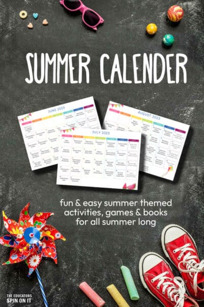 Summer Activity Calendars for Kids for June, July, and Augsut. Fun and Easy summer themed activities, games and books for all summer long
