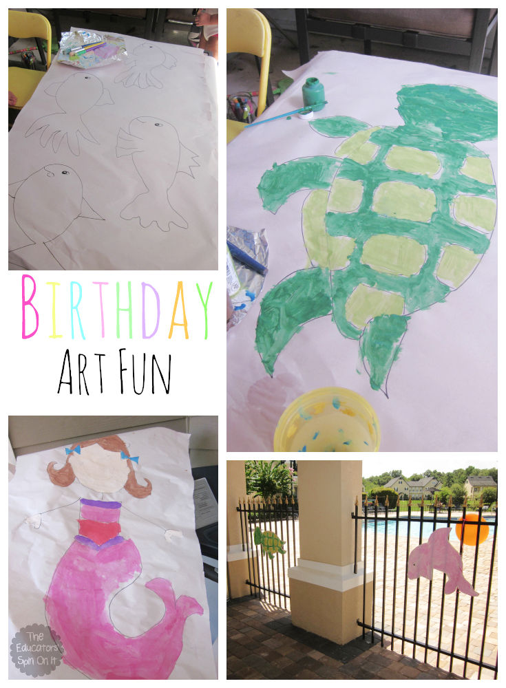 Making art for Ocean Themed Birthday Party with kids