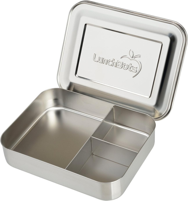 LunchBots Large Trio Stainless Steel Lunch Container -Three Section Design