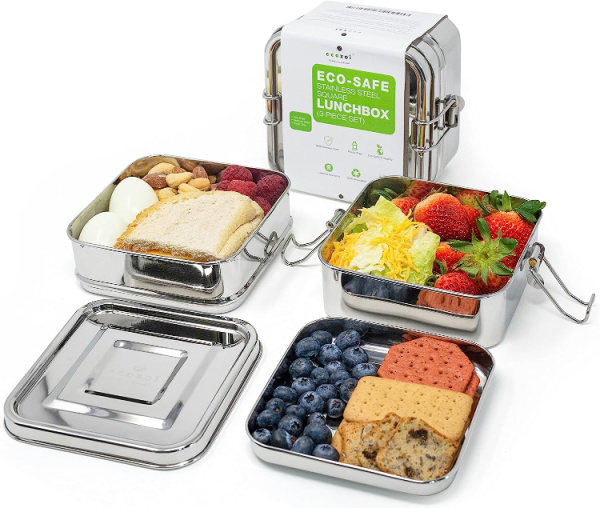 ecozoi Stainless Steel Lunch Box 3-in-1 Eco Friendly Stackable Bento Box