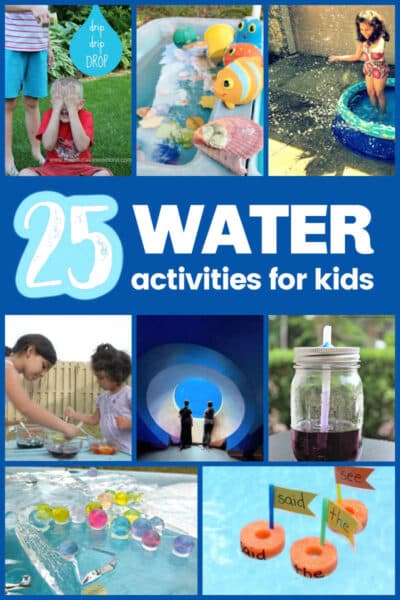 A Collection of 25+ Water Activities for Kids. Includes water book suggestions and water toys too for your child this summer.