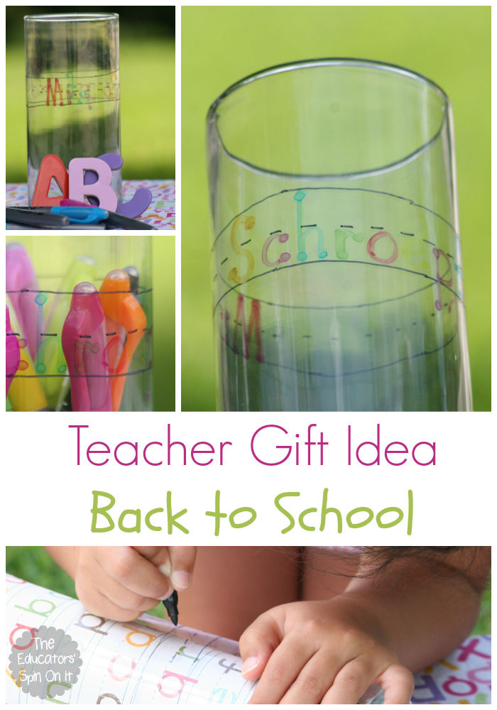 Personalized Teacher Gift Ideas for Back to School with markers on glass