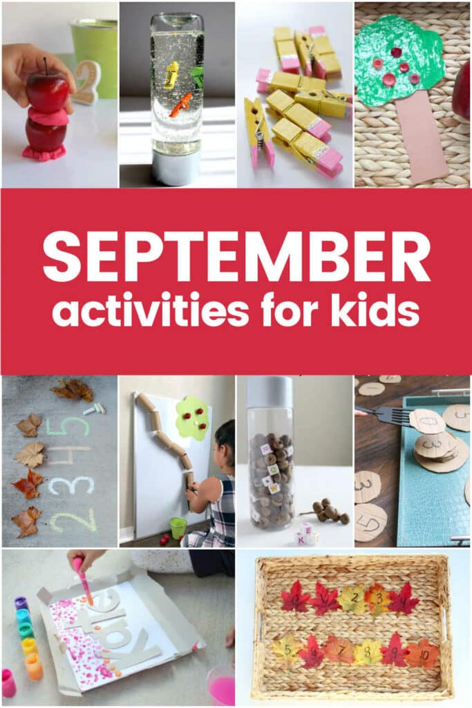 A collection of September Activities for Kids which includes a free monthly activity planner for parents.