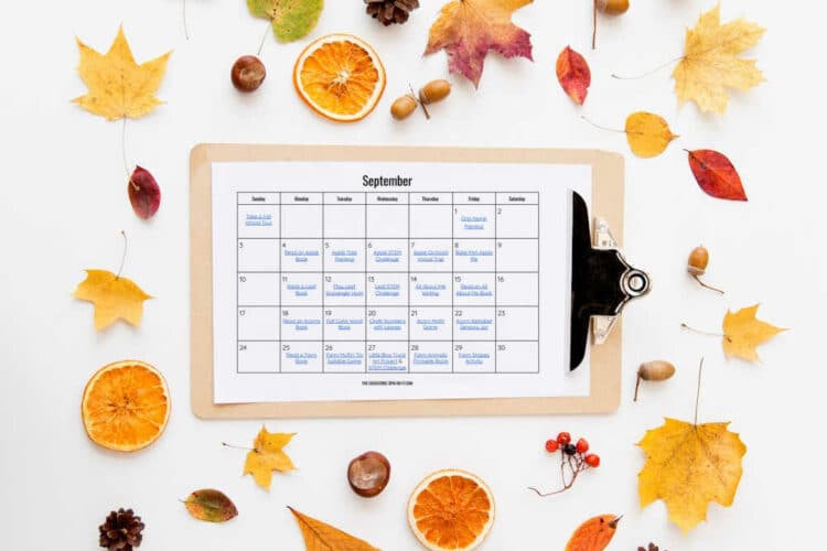 September Activity Calendar for Kids