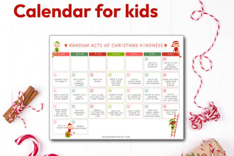 24 Random Acts for Christmas Kindness Advent Calendar for Kids