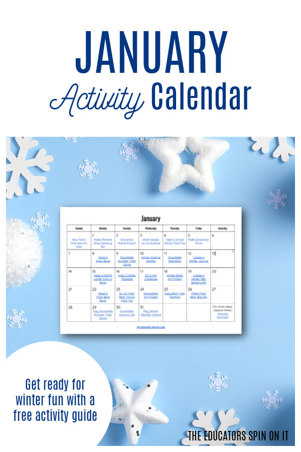 January Activity Calendar for Kids 