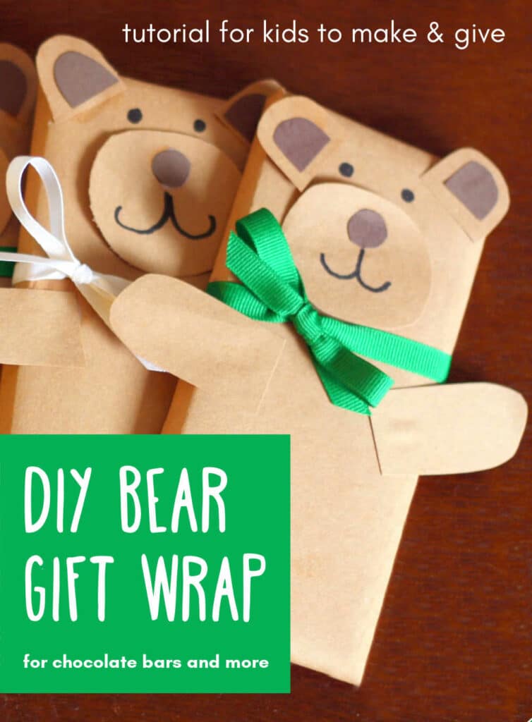 DIY Gift Wrap for Kids with Bear Design for Chocolate Bars and more!