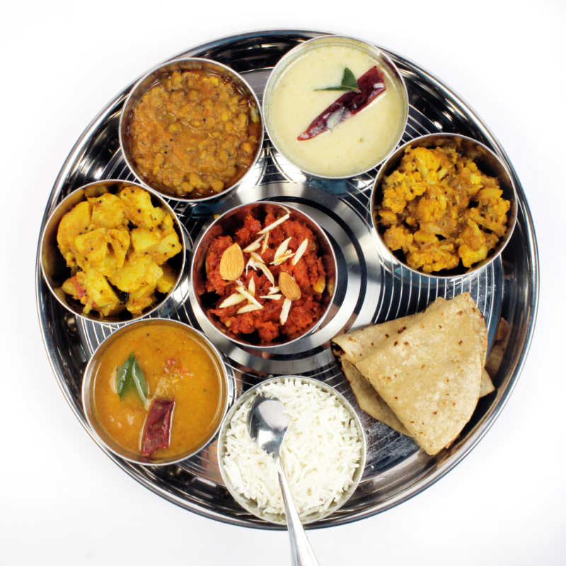 thali Dinner Plate with Indian Food