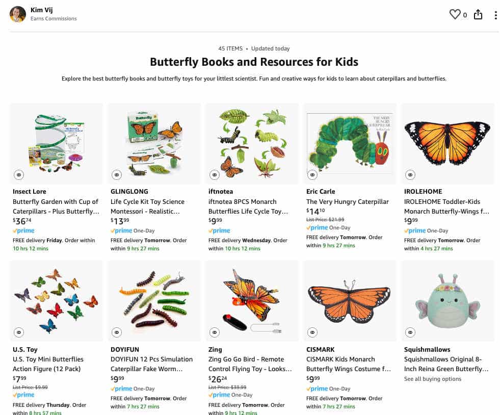 Butterfly Books and Resources for Kids on Amazon