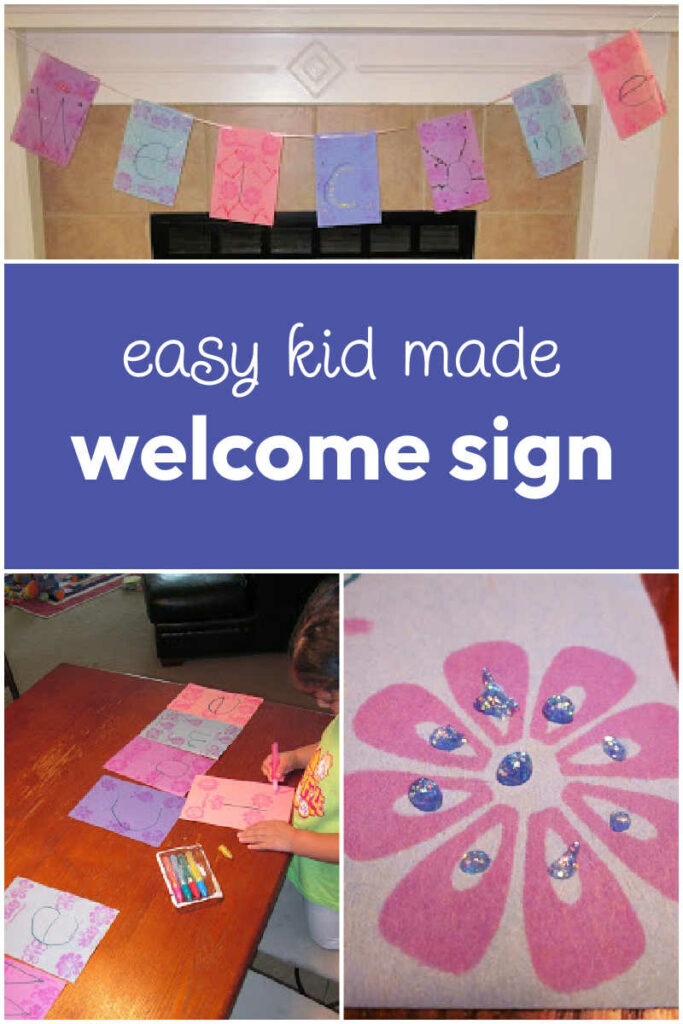 Easy Kid Made Welcome Sign for Grandparents and Visitors to your home.