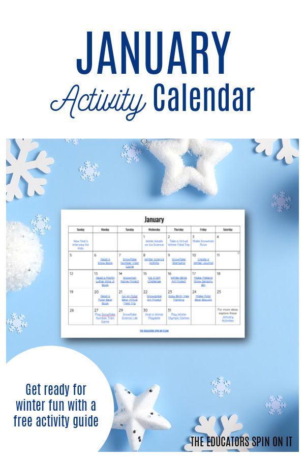 January Activity Calendar for Kids 2025