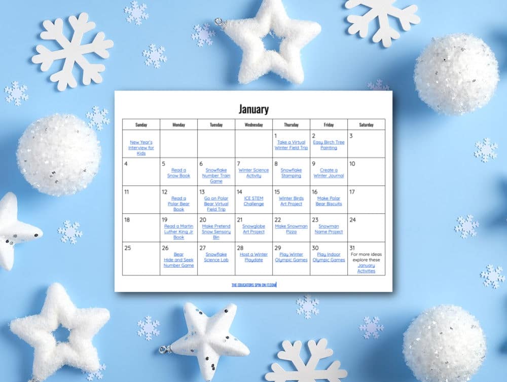 january-calendar-2026 - The Educators' Spin On It January Activity Calendar 2026