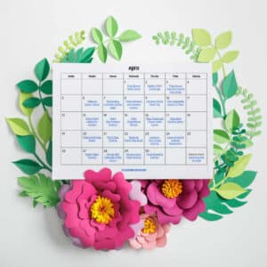 April Activity Calendar for Kids
