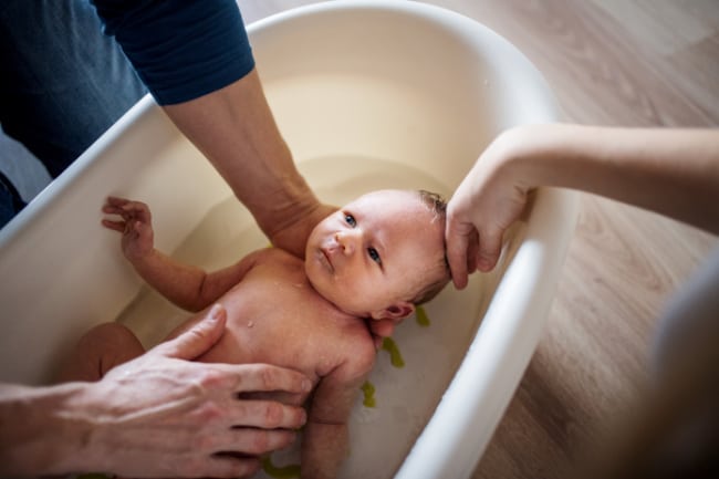 Giving Newborn Baby a Bath