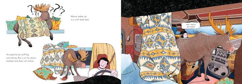 rus-and-moose-inside-semi-truck - The Educators' Spin On It Inside of Semi-Truck in the book Rus and Moose by Chuchu Wang