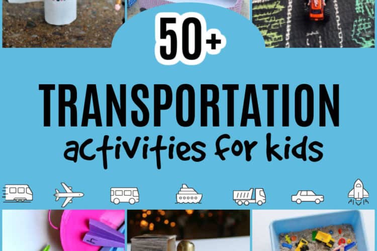 transportation-activities-for-kids - The Educators' Spin On It 50+ Transportation Ideas for Kids which highlights various activities with cars, boats, trains, airplanes, trucks and more.
